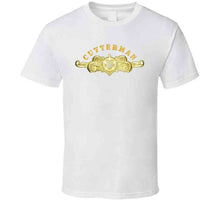 Load image into Gallery viewer, Uscg - Cutterman Badge - Officer - Gold W Top Txt T Shirt
