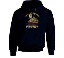 Load image into Gallery viewer, Army - 758th Tank Battalion, "Tuskers", with Tank, World War II with European Theater Service Ribbons - T Shirt, Premium and Hoodie