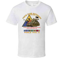 Load image into Gallery viewer, Army - 758th Tank Battalion, "Tuskers", with Tank, Shoulder Sleeve Insignia, World War II with European Theater Service Ribbons - T Shirt, Premium and Hoodie