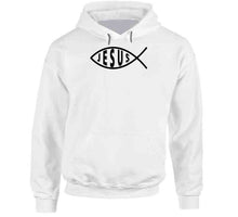 Load image into Gallery viewer, Jesus Fish w Jesus txtx - Hoodie