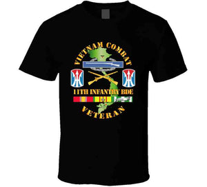 Army - Vietnam Combat, Veteran, 11th Infantry Brigade with Shoulder Sleeve Insignia T Shirt, Premium and Hoodie