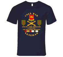 Load image into Gallery viewer, Army - Cold War Veteran - 2nd Battalion 33rd Artillery - 1st Infantry Division Shoulder Sleeve Insignia T Shirt, Premium and Hoodie