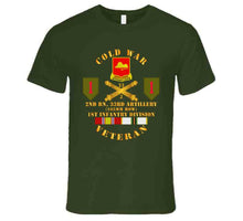Load image into Gallery viewer, Army - Cold War Veteran - 2nd Battalion 33rd Artillery - 1st Infantry Division Shoulder Sleeve Insignia T Shirt, Premium and Hoodie