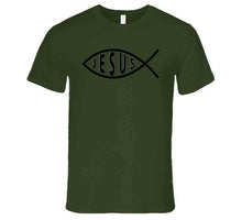 Load image into Gallery viewer, Jesus Fish w Jesus txtx - T-Shirts - Premium