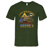Load image into Gallery viewer, Army - 758th Tank Battalion, "Tuskers", with Tank, Shoulder Sleeve Insignia, World War II with European Theater Service Ribbons - T Shirt, Premium and Hoodie