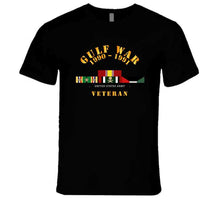 Load image into Gallery viewer, Army - Gulf War 1990 to 1991 with Service Ribbons, Southwest Asia Service Medal with 3 Bronze Stars T Shirt, Premium and Hoodie