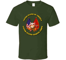 Load image into Gallery viewer, Emblem - US Flag - USMC Colors T Shirt