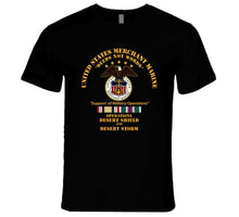 Load image into Gallery viewer, United States Merchant Marines - Operation Desert Shield, Storm with Desert Storm and Desert Shield Service Ribbons - T Shirt, Premium and Hoodie