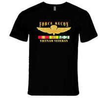 Load image into Gallery viewer, USMC - Force Recon (on fire), Vietnam Veteran, with Vietnam Service Ribbons - T Shirt, Premium and Hoodie