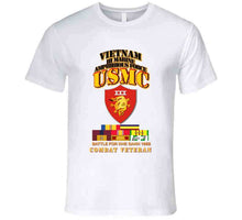 Load image into Gallery viewer, USMC - III Marine Amphibious Force, Khe Sanh 1968, Vietnam Veteran, with Vietnam Service Ribbons (Medals) - T Shirt, Premium and Hoodie