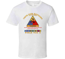 Load image into Gallery viewer, Army - 758th Tank Battalion, "Tuskers", with Name Tape, with Shoulder Sleeve Insignia, World War II with European Theater Service Ribbons - T Shirt, Premium and Hoodie