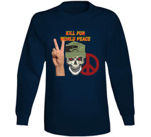 Load image into Gallery viewer, Army - Ranger Patrol Cap - Skull - Kill For World Peace W Flames Font X 300 Classic T Shirt, Crewneck Sweatshirt, Hoodie, Long Sleeve, Mug