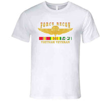 Load image into Gallery viewer, USMC - Force Recon (on fire), Vietnam Veteran, with Vietnam Service Ribbons - T Shirt, Premium and Hoodie