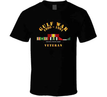Load image into Gallery viewer, Army - Gulf War 1990 to 1991 with Service Ribbons, Southwest Asia Service Medal with 3 Bronze Stars T Shirt, Premium and Hoodie