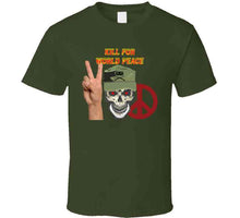 Load image into Gallery viewer, Army - Ranger Patrol Cap - Skull - Kill For World Peace W Flames Font X 300 Classic T Shirt, Crewneck Sweatshirt, Hoodie, Long Sleeve, Mug