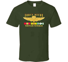 Load image into Gallery viewer, USMC - Force Recon (on fire), Vietnam Veteran, with Vietnam Service Ribbons - T Shirt, Premium and Hoodie