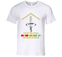 Load image into Gallery viewer, Army - Badge, Long Range, Reconnaissance Patrol (LRRP), "Tip Of The Spear" with Vietnam War Service Ribbons - T-Shirts - Premium