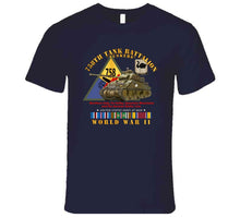 Load image into Gallery viewer, Army - 758th Tank Battalion, "Tuskers", with Tank, Shoulder Sleeve Insignia, World War II with European Theater Service Ribbons - T Shirt, Premium and Hoodie