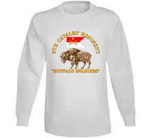 Load image into Gallery viewer, Army - 9th Cavalry Regiment - Buffalo Soldiers W 9th Cav Guidon - Long Sleeve Tee