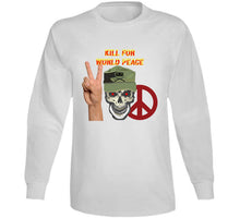 Load image into Gallery viewer, Army - Ranger Patrol Cap - Skull - Kill For World Peace W Flames Font X 300 Classic T Shirt, Crewneck Sweatshirt, Hoodie, Long Sleeve, Mug