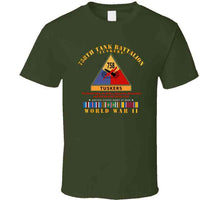 Load image into Gallery viewer, Army - 758th Tank Battalion, "Tuskers", with Name Tape, with Shoulder Sleeve Insignia, World War II with European Theater Service Ribbons - T Shirt, Premium and Hoodie