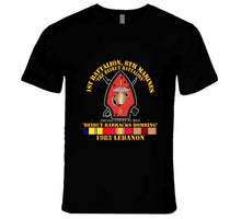 Load image into Gallery viewer, USMC - 1st Battalion, 8th Marines - Beirut Barracks Bombing With Service Ribbons T Shirt, Hoodie and Premium