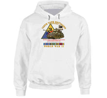 Load image into Gallery viewer, Army - 758th Tank Battalion, "Tuskers", with Tank, Shoulder Sleeve Insignia, World War II with European Theater Service Ribbons - T Shirt, Premium and Hoodie