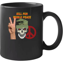 Load image into Gallery viewer, Army - Ranger Patrol Cap - Skull - Kill For World Peace W Flames Font X 300 Classic T Shirt, Crewneck Sweatshirt, Hoodie, Long Sleeve, Mug