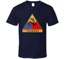 Load image into Gallery viewer, Army - 758th Tank Battalion,"Tuskers", Shoulder Sleeve Insignia with Name Tape - T Shirt, Premium and Hoodie