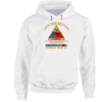 Load image into Gallery viewer, Army - 758th Tank Battalion, "Tuskers", with Name Tape, with Shoulder Sleeve Insignia, World War II with European Theater Service Ribbons - T Shirt, Premium and Hoodie