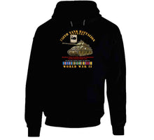 Load image into Gallery viewer, Army - 758th Tank Battalion, "Tuskers", with Tank, World War II with European Theater Service Ribbons - T Shirt, Premium and Hoodie