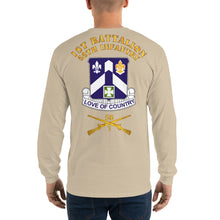 Load image into Gallery viewer, Men’s Long Sleeve Shirt - B Co, 1st Battalion, 58th Infantry Guidon Front, Crest Back with 1/58 Branch
