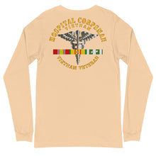 Load image into Gallery viewer, Unisex Long Sleeve Tee Navy - Hospital Corpsman w Vietnam Service Ribbons - Printed on the Back