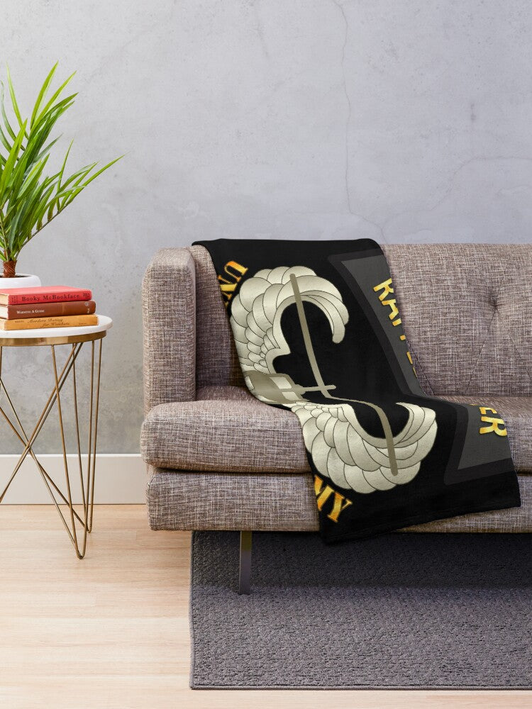 Army Rappel Master Tab w Air Assault Badge US Army Throw Blanket