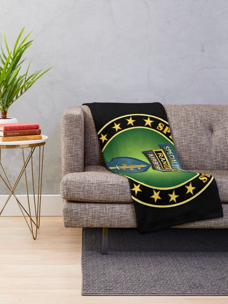 Army Special Forces Ranger Veteran Throw Blanket MIP Brand Store