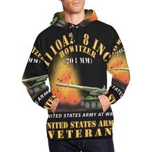 Load image into Gallery viewer, Men&#39;s All Over Print Hoodie (USA Size) (Model H13) - M110A2 - 8 Inch 203mm Howitzer - US Army Veteran w Fire At War
