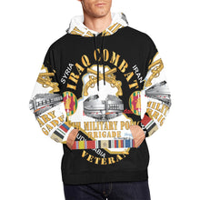 Load image into Gallery viewer, Men&#39;s All Over Print Hoodie (USA Size) (Model H13) - Army - 89th Military Police Brigade - Iraq Combat Veteran - SSI - CAB, Br w IRAQ SVC X 300
