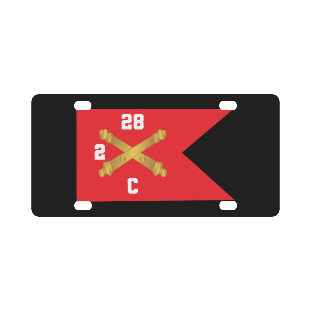 Army - C Brty, 2nd Battalion 28th Field Artillery Regiment - Red Wing Guidon X 300 Classic License Plate