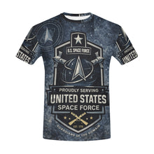 Load image into Gallery viewer, Men's All Over Print Crew Neck T-Shirt - Tribute Tee - United States Space Force
