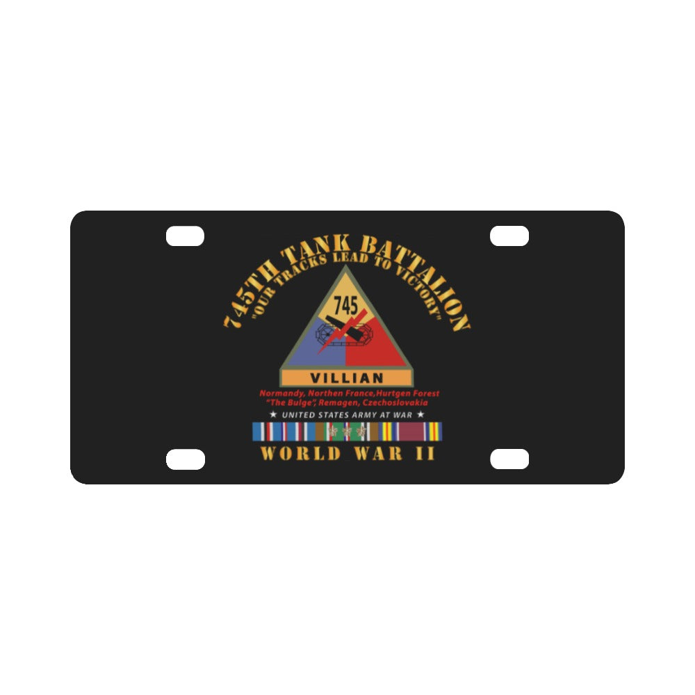 Army - 745th Tank Battalion - Villian w SSI Name Tape WWII EU SVC Classic License Plate