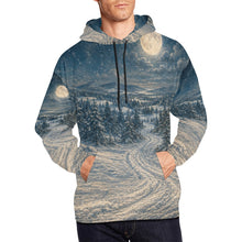 Load image into Gallery viewer, AOP Hoodie - Moonlit Victorian Christmas Snow Trail Men's All Over Print Hoodie (USA Size)
