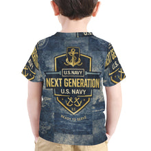 Load image into Gallery viewer, Little Kids' All Over Print Crew Neck T-Shirt - Young Patriot - Navy Little Kids
