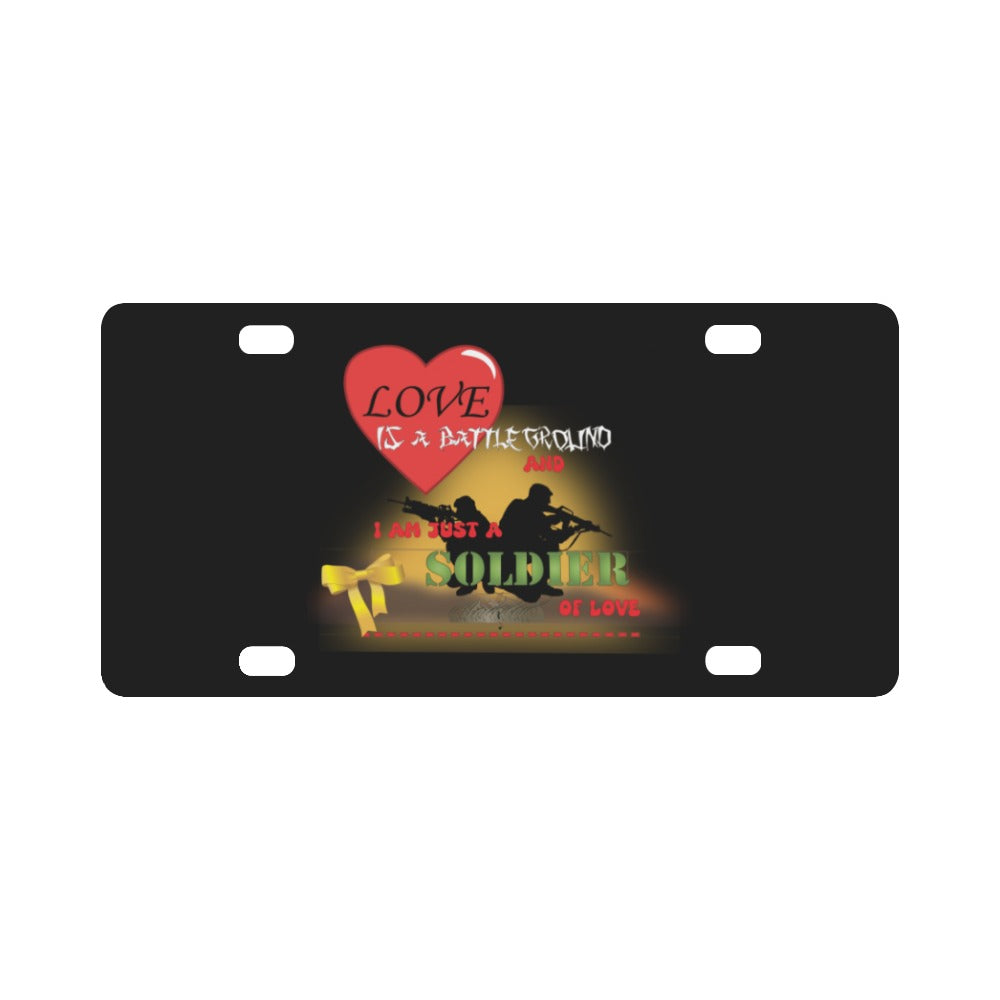 Army - Fire - Soldier of Love w White Txt X 300 Classic License Plate