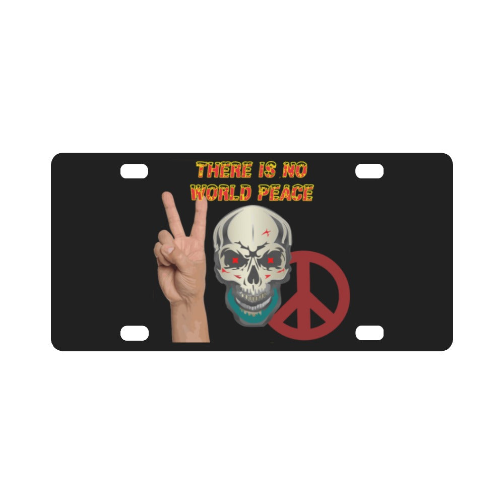 Army - Skull -There is NO World Peace w Flames Font X 300 Classic License Plate