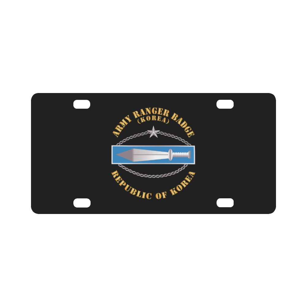ROK Korean Army Ranger Badge w Txt X 300 Classic License Plate