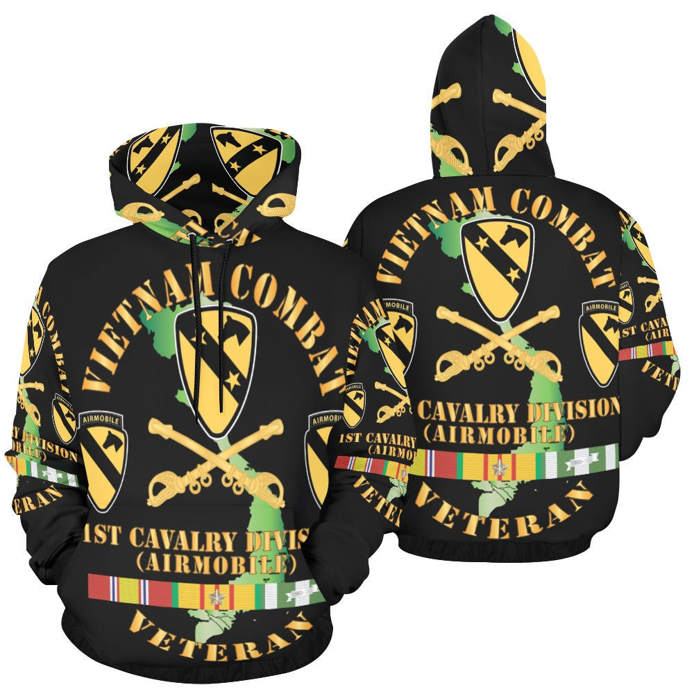 Men's All Over Print Hoodie (USA Size) (Model H13) - Vietnam Combat Veteran w 1st Cav DUI X 300