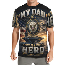 Load image into Gallery viewer, My dad is my Hero - Navy Men's All Over Print Crew Neck T-Shirt
