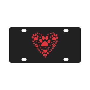 Big Heart - Made w Dog Paw Prints X 300 Classic License Plate