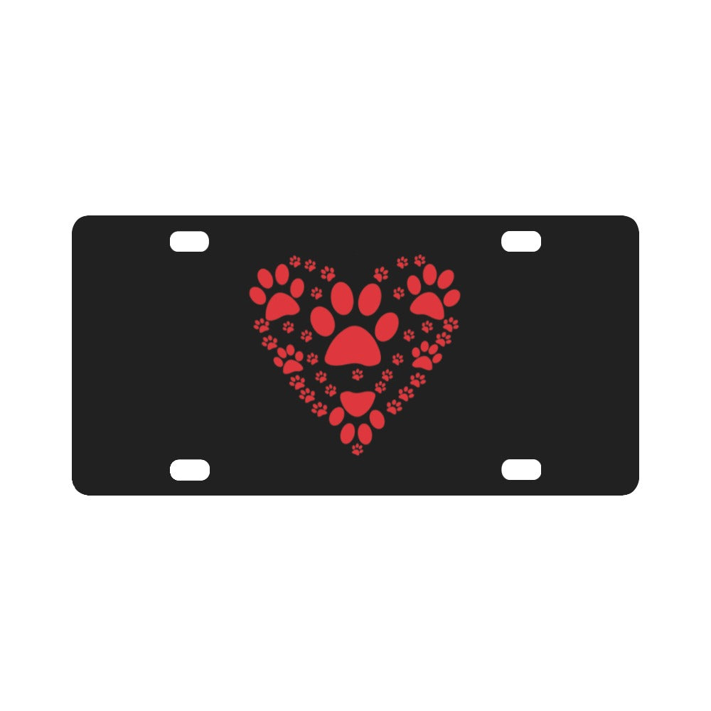 Big Heart - Made w Dog Paw Prints X 300 Classic License Plate