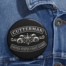 Load image into Gallery viewer, Custom Pin Buttons - USCG - Cutterman - Enlisted w txt - 3D - Enhanced
